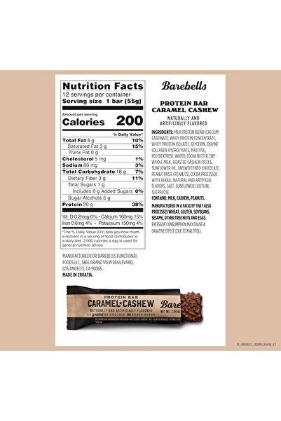 Barebells Protein Bars Caramel Cashew - 12 Count, 1.9oz Bars with 20g of High Protein