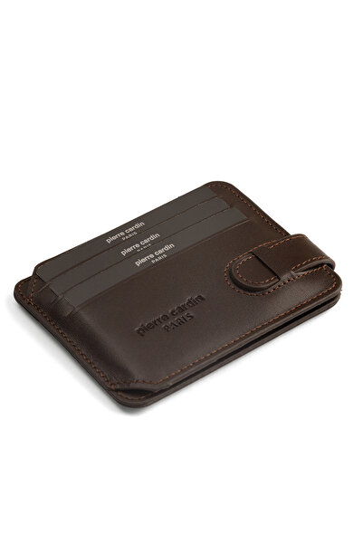Pierre Cardin Brown Analin Unisex Leather Card Holder 0777K8N