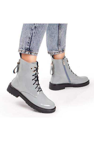 BMoD Ghete albastre pentru femei cu șireturi și fermoar MOD07461