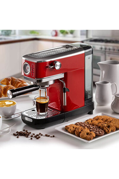 ARIETE Espressor ESPRESSO SLIM MODERNA 1381/33, 1300W, 15 bar, 1,1 l, Măcinat și ESE, Roșu
