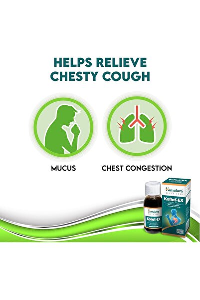 Himalaya Koflet EX 100 ml ; Chesty Cough and Mucus Relief ; Natural and Non-Drowsy ; Sugar-Free For