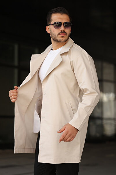 Oyga Чоловічий круазевий комір, зручний / Regular Fit тренчкот - стильний повсякденний та класичний комбінований