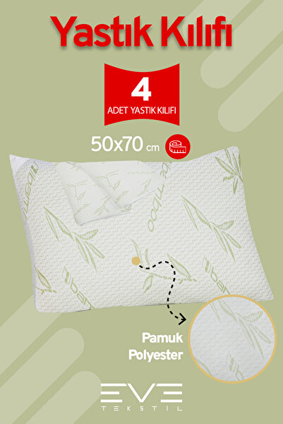 Eve Tekstil 4 Pieces Bamboo Zippered Washable Hotel Luxury Pillowcases 50X70Cm