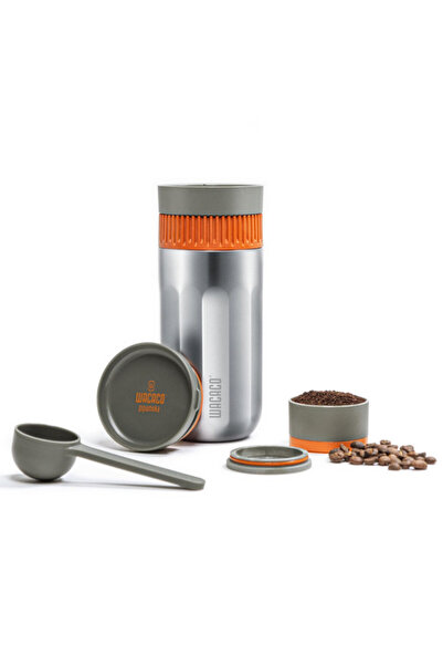 Wacaco Portable manual coffee maker Pipamoka, 18bar, 236ml, Microfilter, Stainless steel/orange
