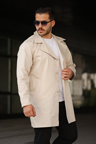 Oyga Чоловічий круазевий комір, зручний / Regular Fit тренчкот - стильний повсякденний та класичний комбінований