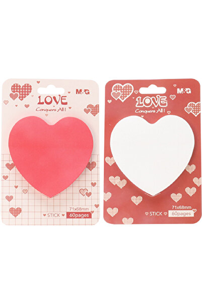 M&G Heart-shaped sticky notes, red and white colors, 60 sheets