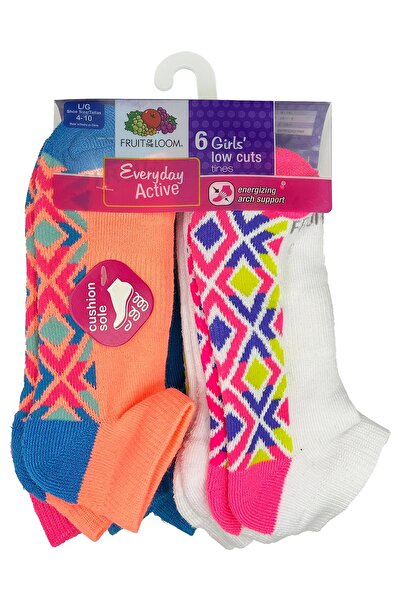 Fruit of the loom Girls Low Cut Socks 6 Pack (L)