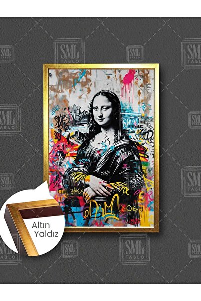 SML TABLO Monalisa Banksy Mona Lisa Leonardo Da Vinci Grafitti Sokak Sanatı Ç...