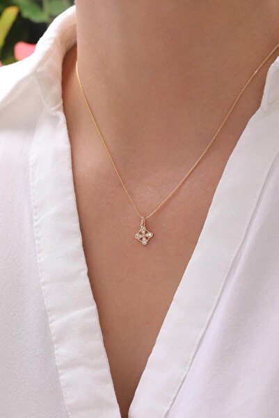 Tufanlar Kuyumculuk 14 Ayar Taşlı Çiçek Altın Kolye Ucu