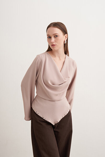 Nissh Zımba Detaylı Degaje Yaka Bluz