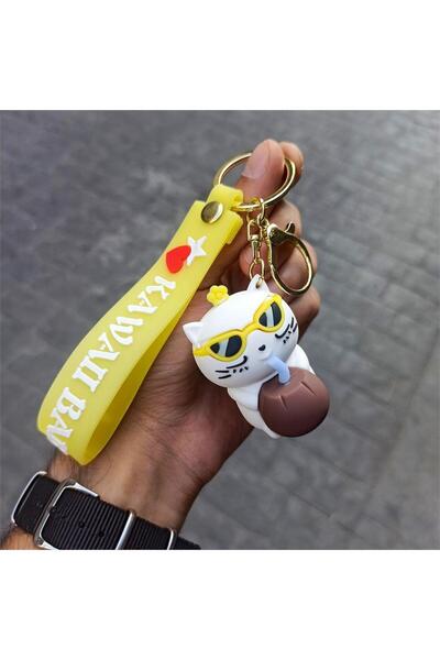 Köstebek Cool Cat - سلسلة مفاتيح من السيليكون بماء جوز الهند