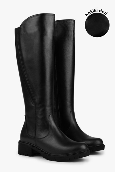 Shoeberry Women's Holt Black Genuine Leather Boots