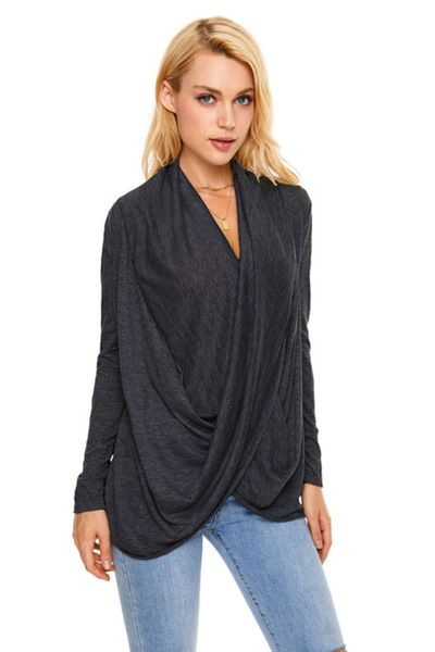 dorbe بلوزة نسائية أنيقة شتوية منسدل طويلة من القماش الناعم المحبوك للارتداء ...