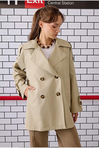 HEQA Trench cu croială dublă Sage