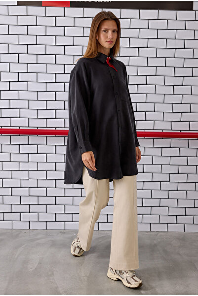 HEQA Reglan Kol Basic Gömlek Siyah