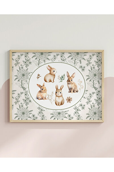 fuart.co Vintage Tavşanlar Yatay Dijital Baskı Poster (Çerçevesiz)