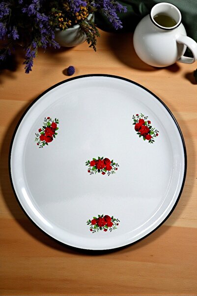 İnci Emaye No. 70 Enameled Sini Tableware, Food Presentation Tray, Floor Table Zinc ~68 cm