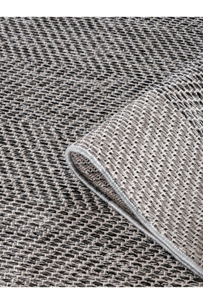 Viviana Home Doğal Görünümlü, Kolay Temizlenen Hasır Desen Gri Sisal Makine H...