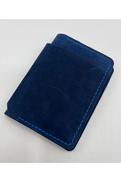 OMP Portofel dama Travel Slim, Piele naturala albastru electric mat