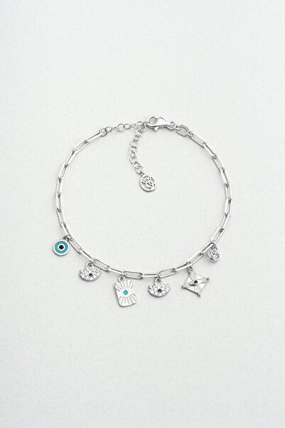 So CHIC... Bereket Işıltısı 18 Ayar Beyaz Altın Kaplama 20 Cm Gümüş Bileklik