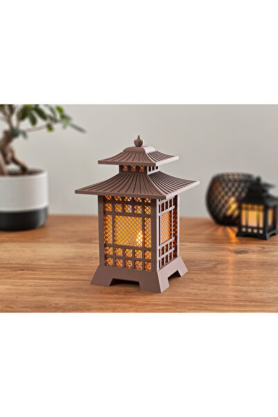 BellisiaHome Pagoda Tasarımlı Dekoratif Masa Feneri – Sıcak Işıklı, Asya Esin...