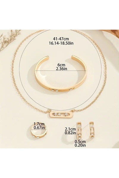 Ayzen 5-Piece Minimalist Jewelry Set Necklace Earrings Bracelet Ring