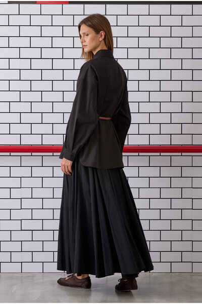 HEQA Çift Fleto Cepli Gömlek Siyah