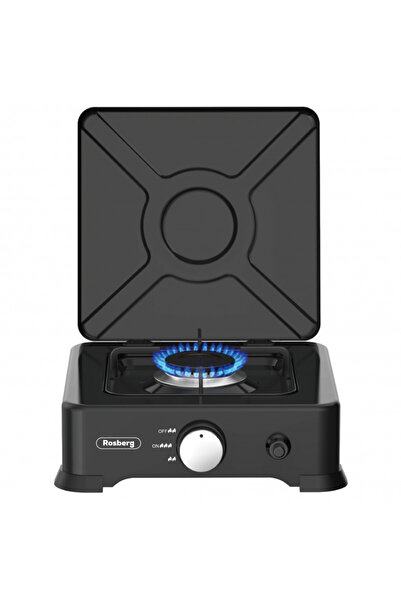rosberg Single gas hob with lid R51454E1L, 2.2 kWh, 30 mbar, Automatic ignition, Black