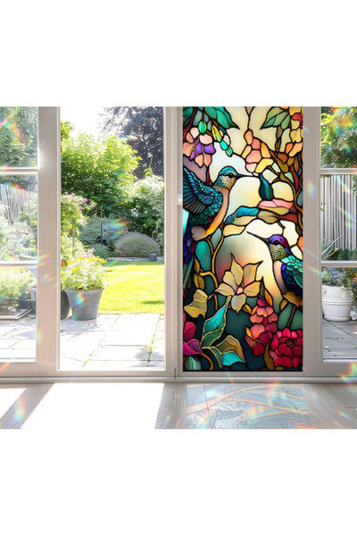 G Glixicom Decorative Window Film Stained Glass Self-Adhesive Model Colibri 6...