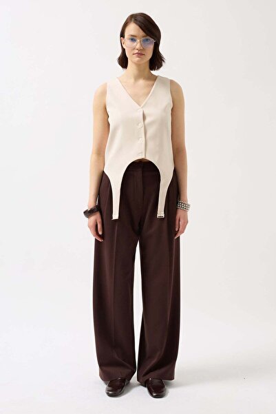 Maxi modena Belt Detail V-Neck Stone Vest