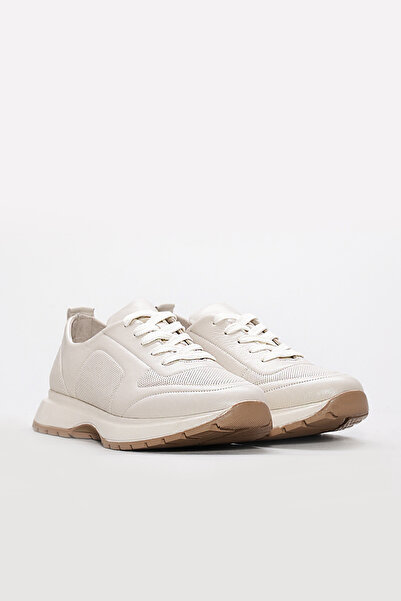 TUGERDİ Beige Inside and Outside Genuine Leather Lace-Up Thermo Sole Women's ...