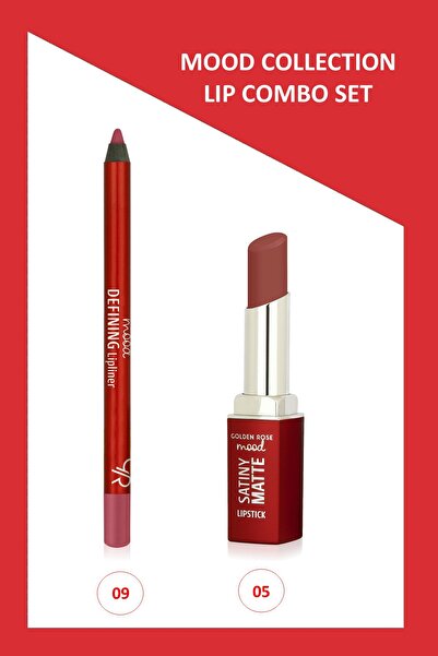 Golden Rose Mood Lip Combo Set - Defining Dudak Kalemi No:09 - Satiny Matte R...