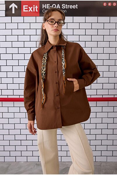 HEQA Сорочка з двома кишенями, кавового кольору
