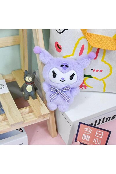 Köstebek Lilac Anime Kuromi Mini Plush Keychain with Ribbon