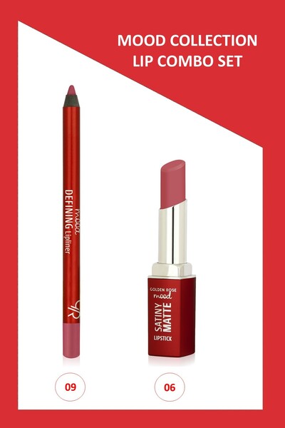 Golden Rose Mood Lip Combo Set - Defining Dudak Kalemi No:09 - Satiny Matte R...