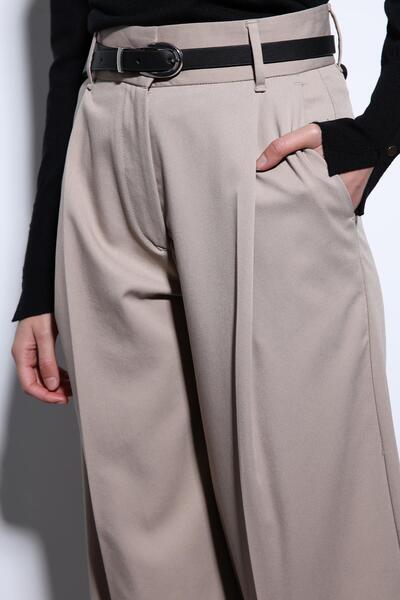 Antioch Beige Wide Leg Women's Trousers