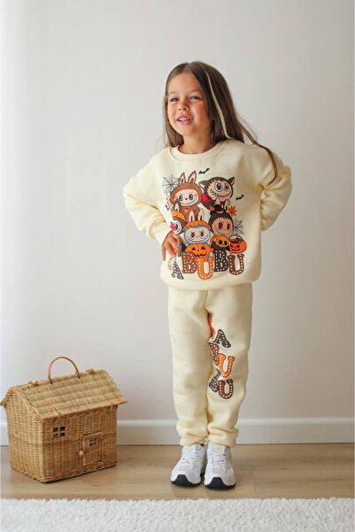 MİNİKO KİDS Girl's Labubu Modeled 3-Ply Sharded Tracksuit Set