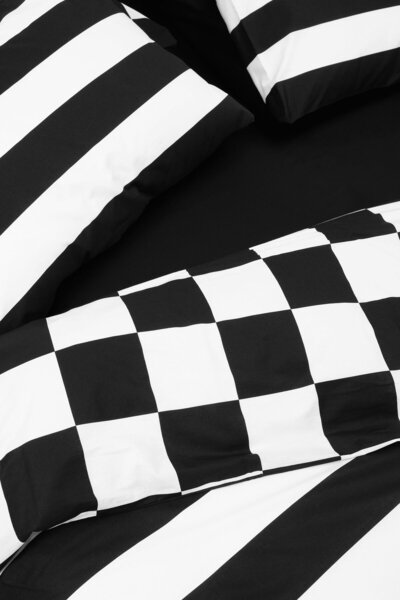 Cozy Home Mono Double Size Fitted Sheet Duvet Cover Set Code Black