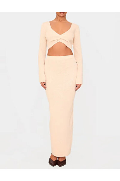 Pretty Little Thing Fustă maxi PRETTYLITTLETHING, bej