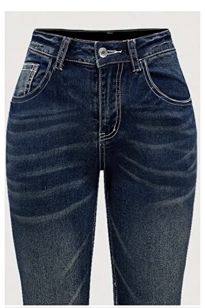 Köstebek Buttoned Butterfly Back Pocket Spanish Leg Denim Trousers