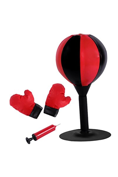 dalimag Desktop Boxing Bag Fokelyi Red with Gloves, 20x20x30cm