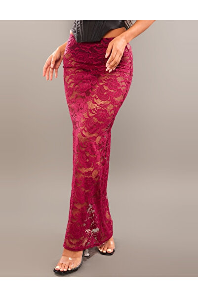 Pretty Little Thing Fustă maxi PRETTYLITTLETHING, vișiniu