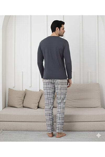 embody Men's cotton long pyjamas, men's cotton long pyjamas, batal king size grey 15693