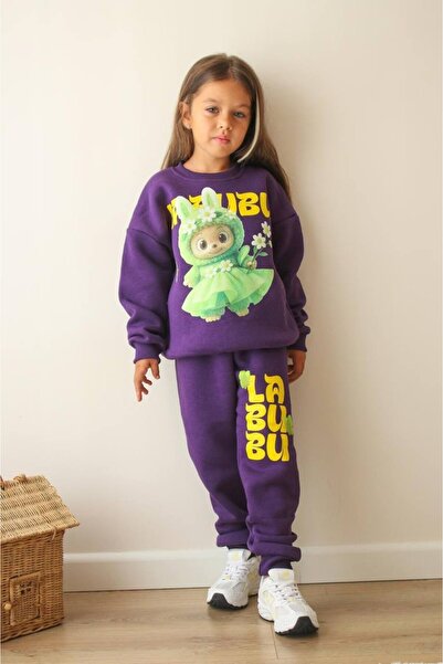MİNİKO KİDS Girl's Labubu Modeled 3-Ply Sharded Tracksuit Set