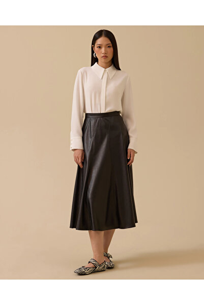 SCL Faux Leather Flared Skirt
