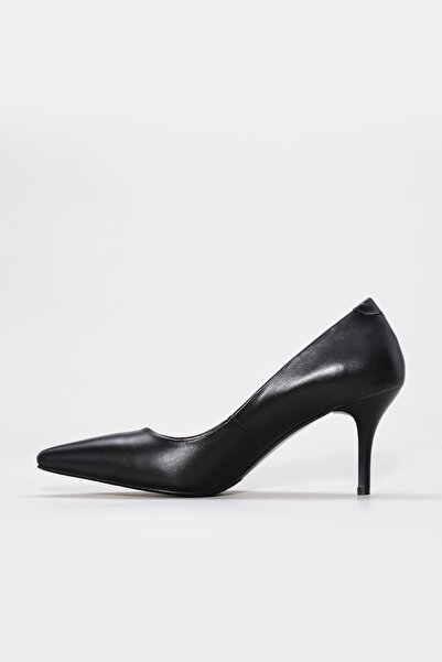 TUGERDİ Black Inside Out Genuine Leather Jurdan Sole Thin Heeled Women's Shoes Tg0921526111292