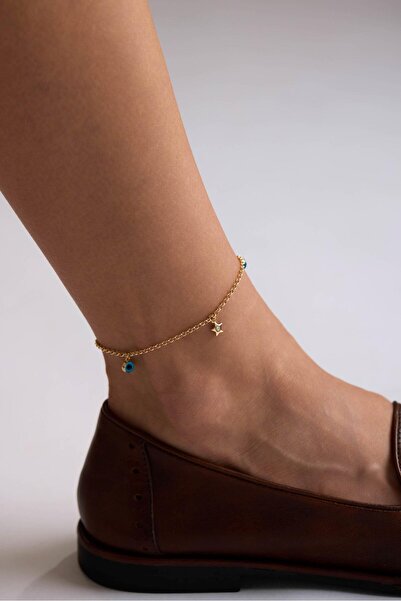 Tufanlar Kuyumculuk 14 Ayar Nazar Boncuklu Yıldız Altın Halhal