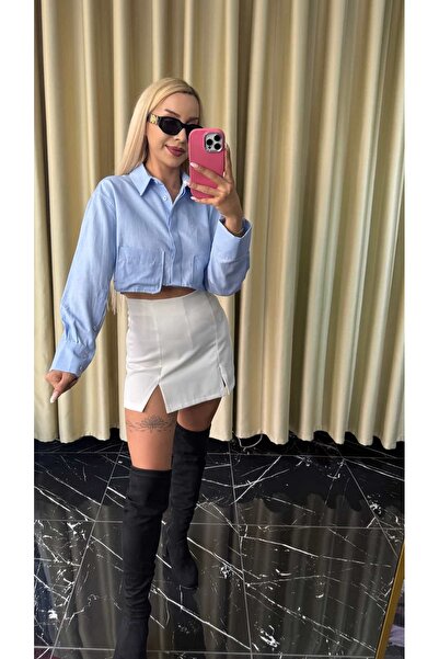 Dilara Kavraal Butik Crop Gömlek (%100 Pamuk)