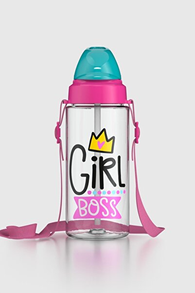 Renga قارورة مياه سونيك إير منقوشة سعة 500 مل للأطفال مع حزام وقشة من التريتان 912058 باللون الوردي والنعناعي