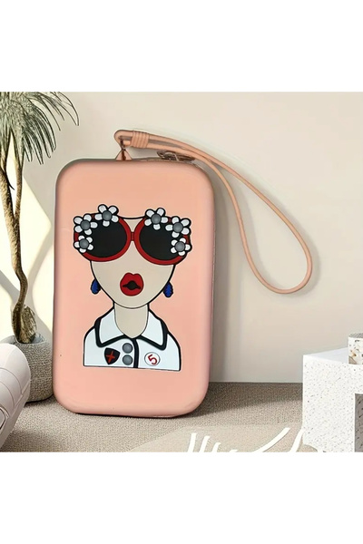 LUMAKS Women's Design Silicone Zippered Glasses & Makeup Box (9X15 Cm, with Strap)